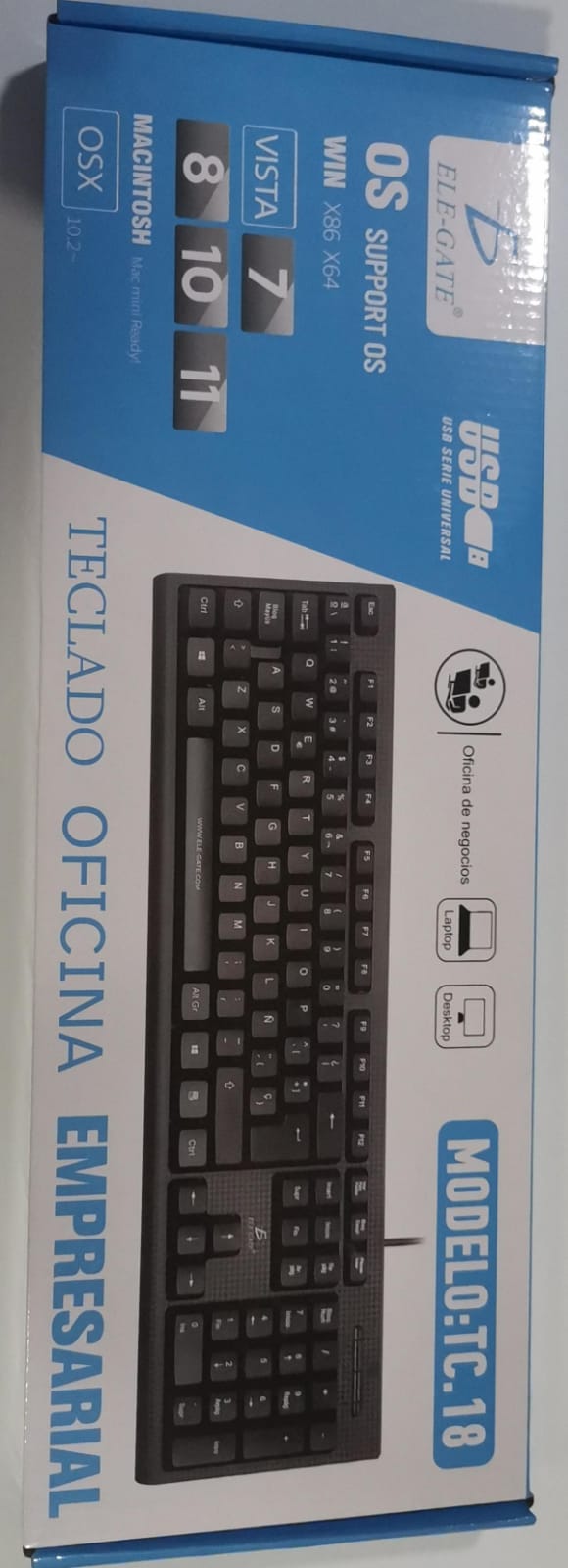 Teclado USB Slim de 105 Teclas para PC y Laptop