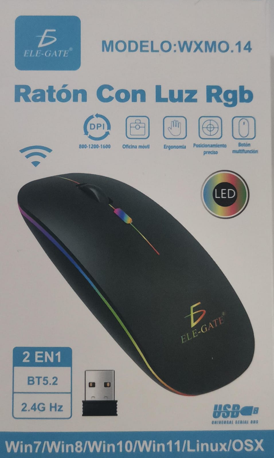Mouse Dual Bluetooth + 2.4g Inalámbrico Rgb