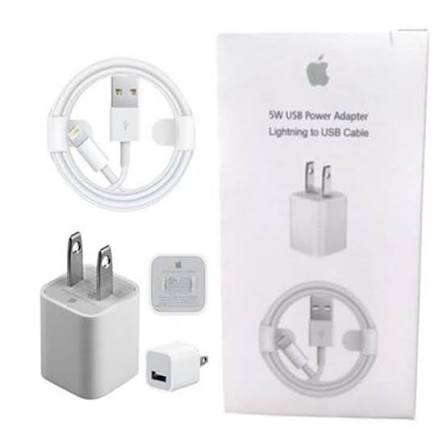 Apple 5 W USB Power Adapter Cargador + Cable Lightning Bundle (Refurbished Certificado), 04-2X Lightning Cable + 1x 5W Adapter